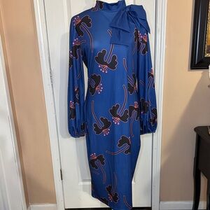 Elegant Blue Floral Women's Dress